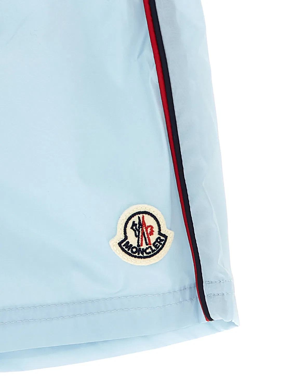 Купальник с трехцветной окантовкой Moncler Enfant, голубой — фото 3