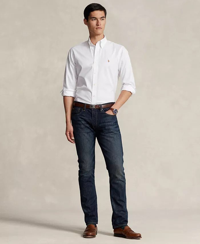 Мужская хлопковая рубашка Purepress Oxford Polo Ralph Lauren, белый — фото 4