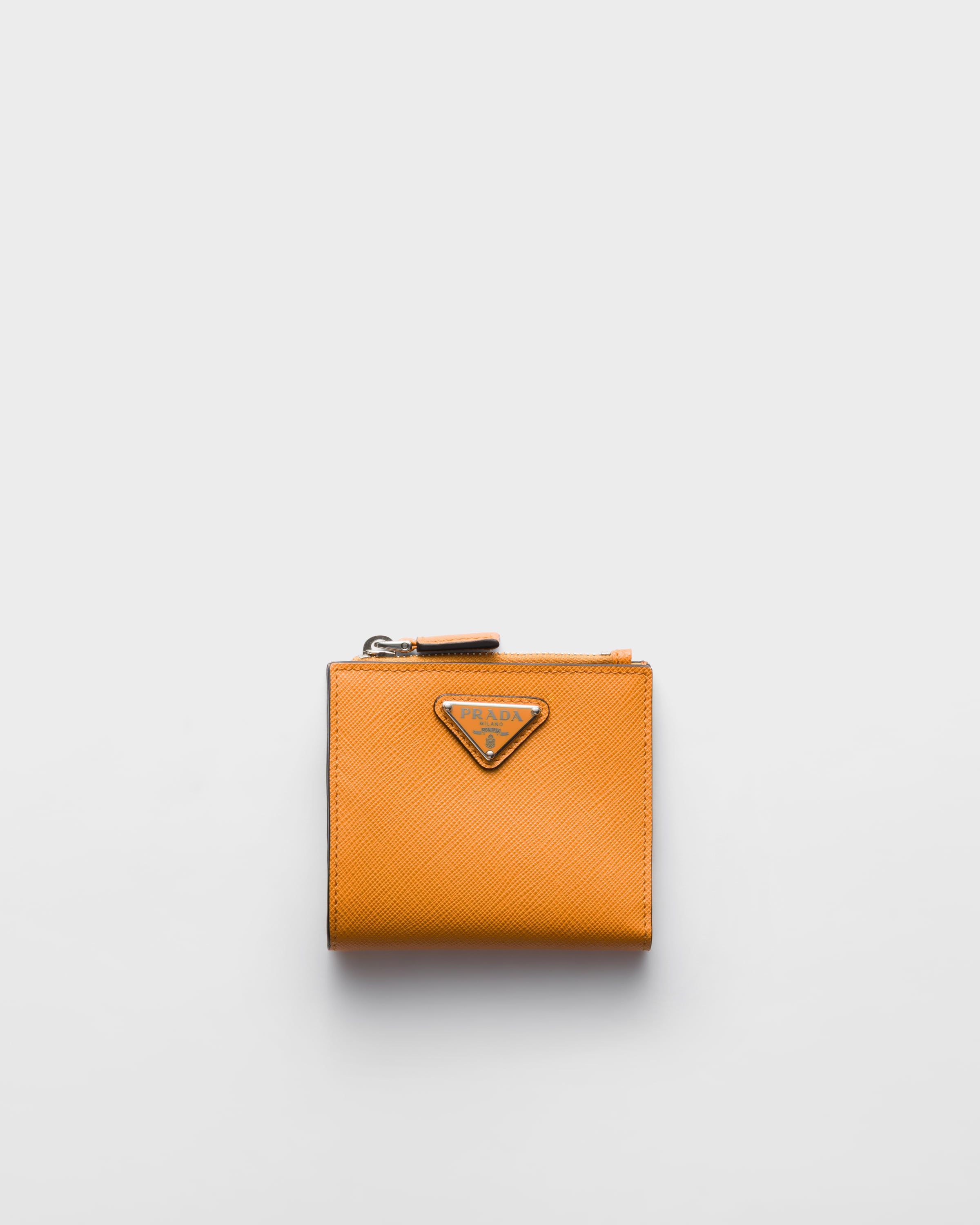 

Маленький кожаный бумажник из сафьяновой кожи Prada, янтарный