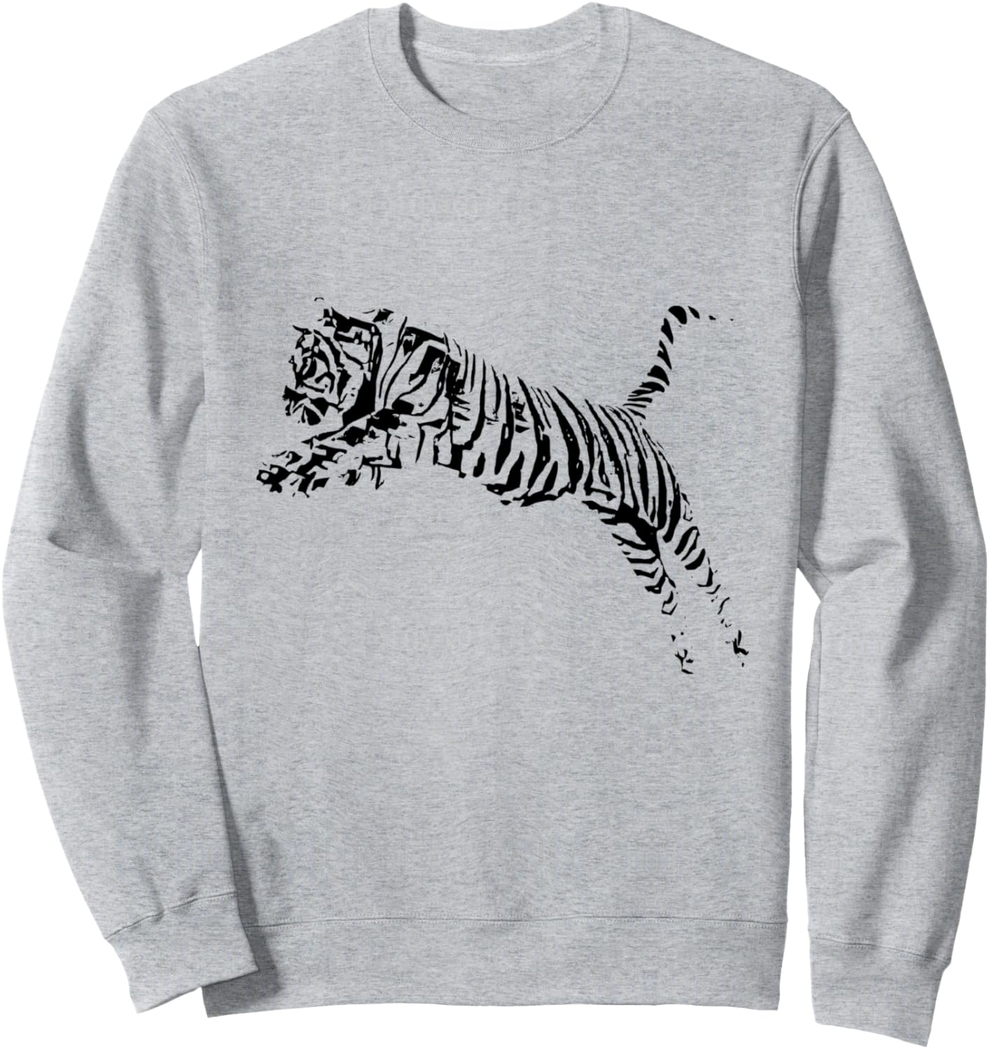 

Толстовка с изображением тигра и крупной кошки. Хищники, тигры джунглей Tiger - Big Cat Predator Gift Christmas Birthday, серый