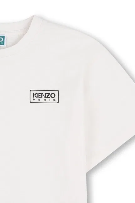 Футболка с принтом Kenzo Kids, белый — фото 3
