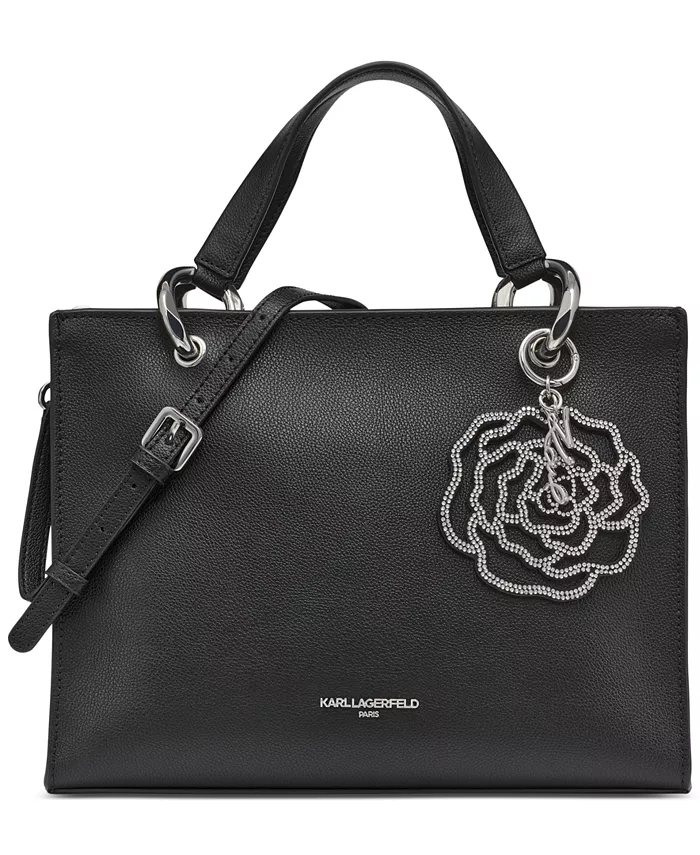 

Монетка средняя кожаная сумка-кроссбоди Monet Medium Leather Crossbody Satchel KARL LAGERFELD PARIS, черный