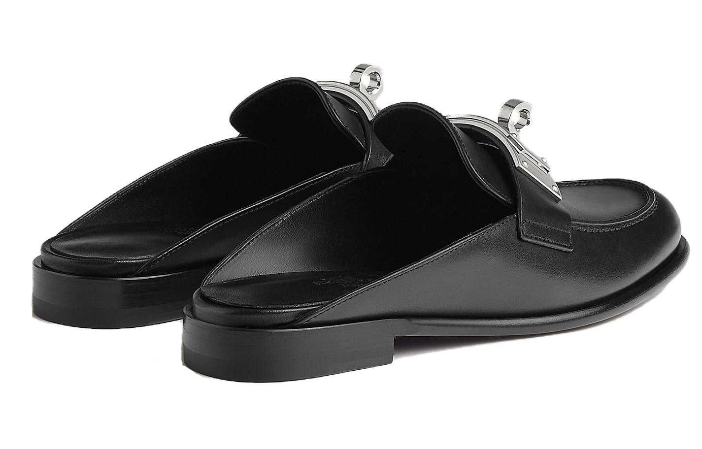 Закрытые тапочки женские черные HERMES