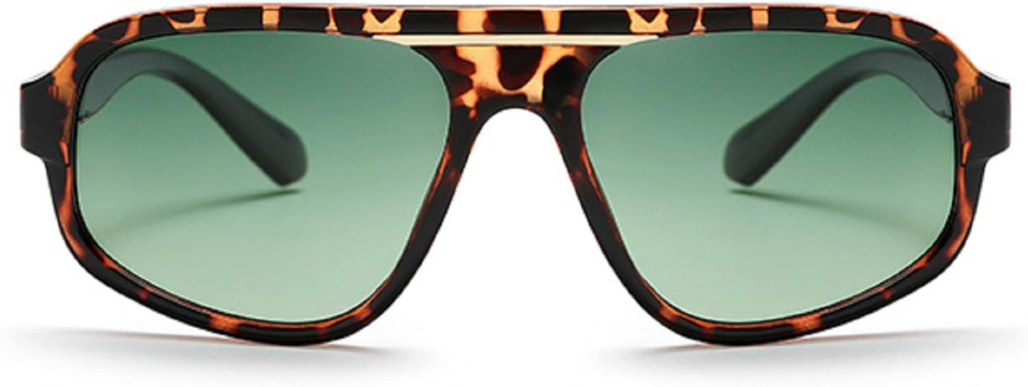 

Ретро-солнцезащитные очки-пилот большого размера для женщин и мужчин, большие зеленые солнцезащитные очки, модные винтажные дизайнерские очки 70-х годов mincl, Leopard Green