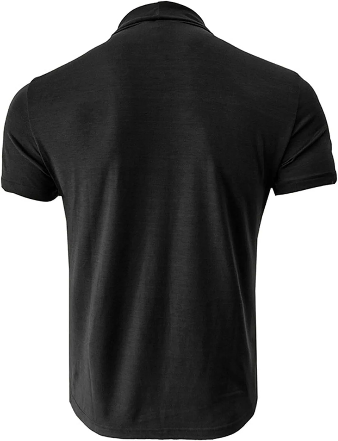 Футболка мужская с коротким рукавом и высоким воротником Slim Fit — фото 4