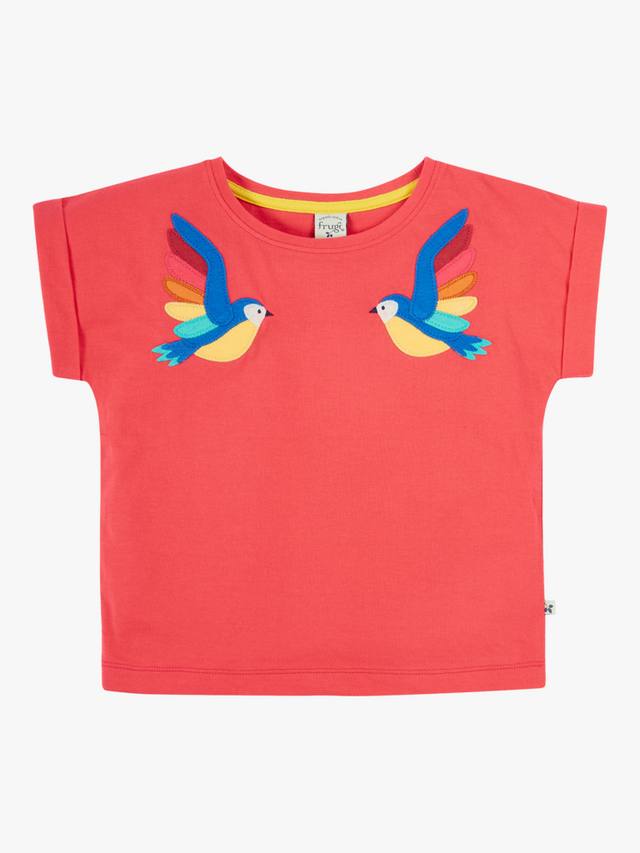 

Детская футболка с аппликацией Daisy из органического хлопка Frugi, Watermelon/Parrots