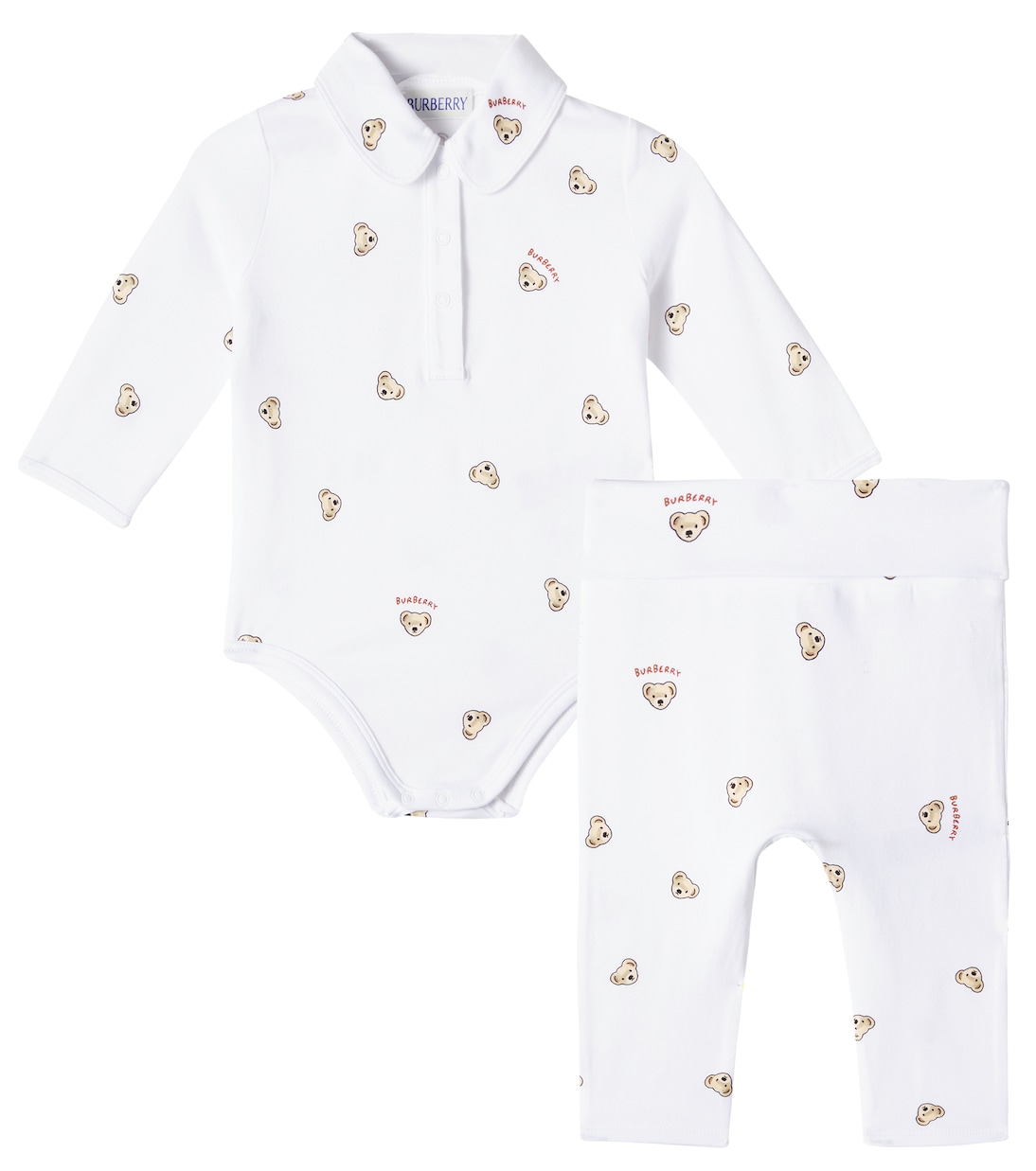 

Детский комплект боди и леггинсов с логотипом Burberry Kids, White Ip Pattern