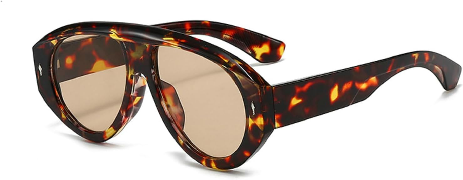 

Винтажные солнцезащитные очки-пилот для женщин и мужчин, модель Y2K, большая оправа, ветрозащитные, популярные панк-очки, защита от ультрафиолета UV400 mincl, Leopard Tea