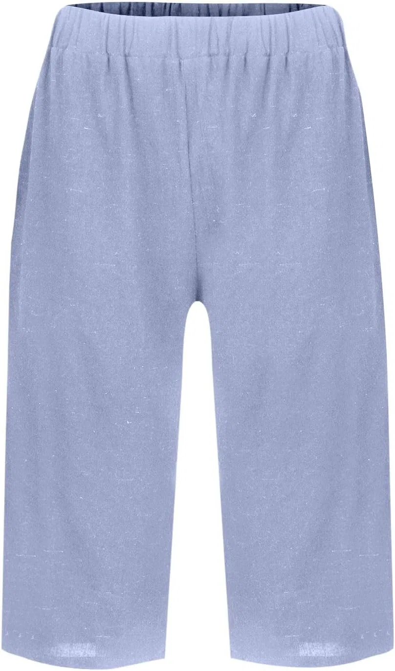 Шорты Active High Waisted Linen, Am006-light Blue — фото 3
