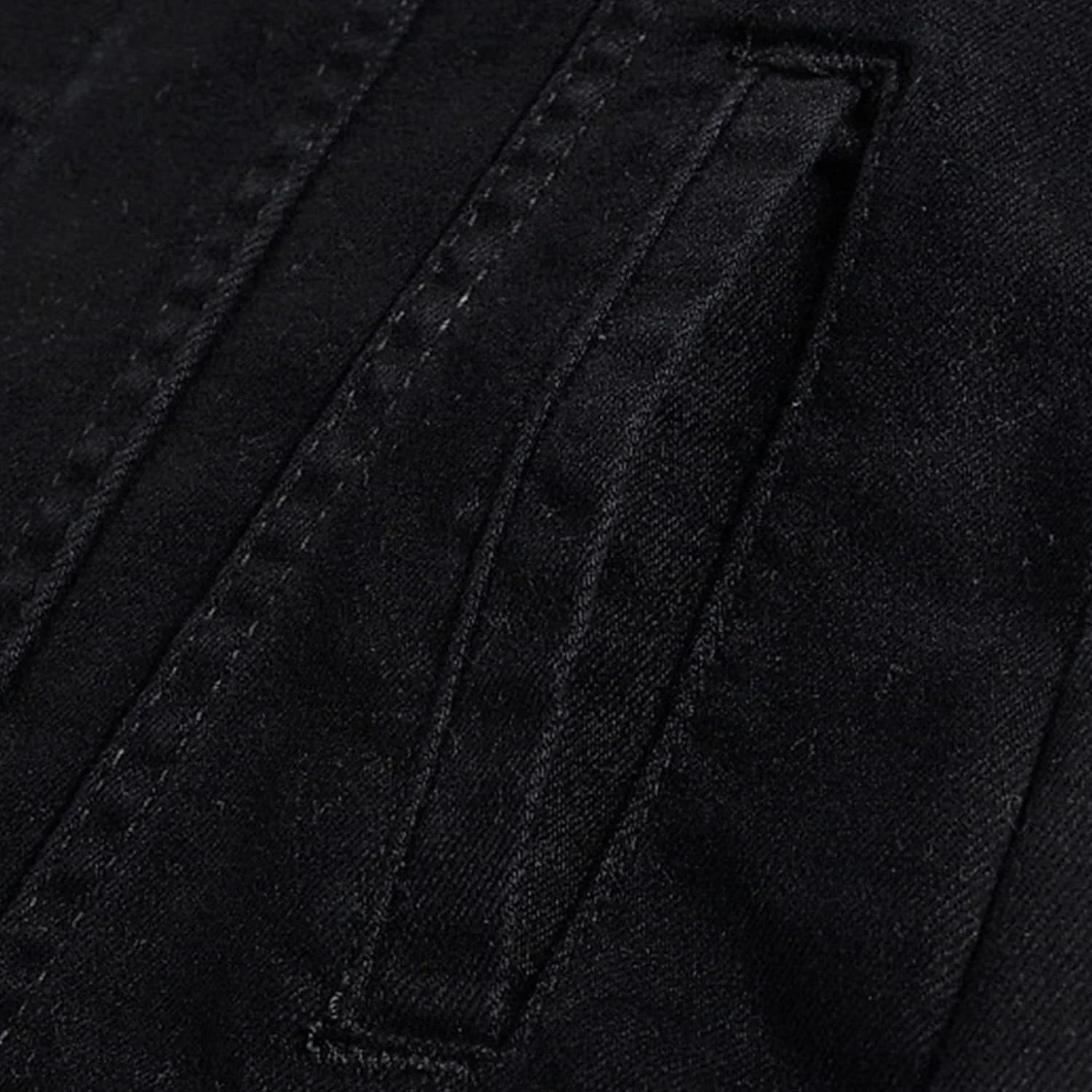 Мужская классическая однотонная модная джинсовая куртка на пуговицах Regular Fit Jean Trucker Jackets Generic, черный — фото 3