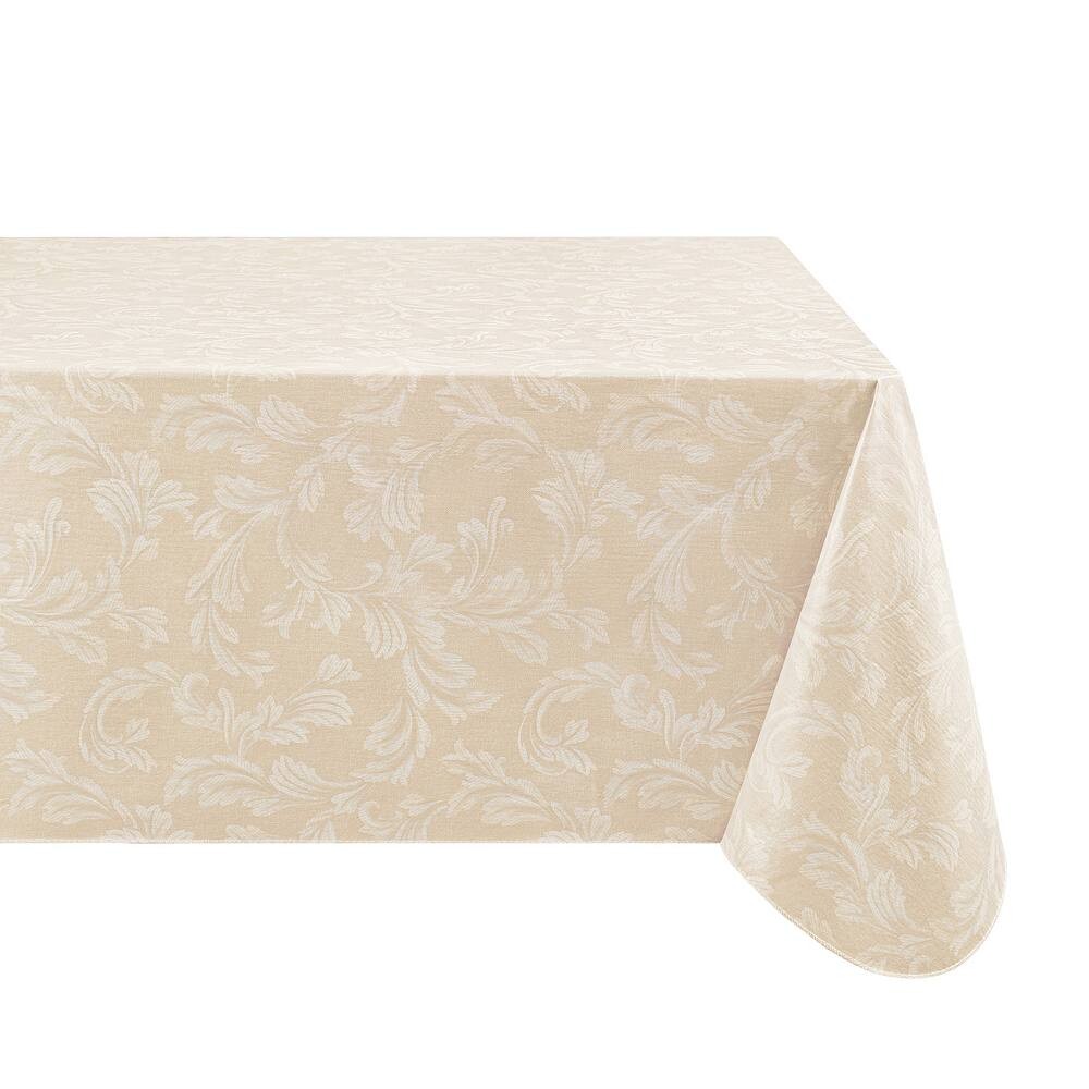 

Elrene Home Fashions Camile с цветочным принтом и дамасской квадратной/прямоугольной виниловой скатертью, цвет Ivory