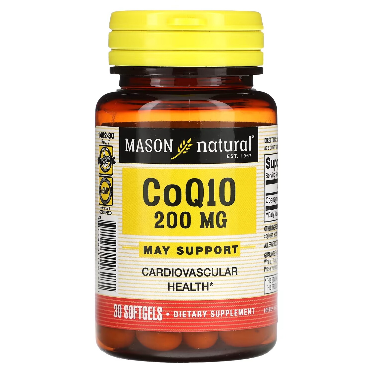 

Добавка Mason Natural Co Q10, 200 мг, 30 мягких таблеток