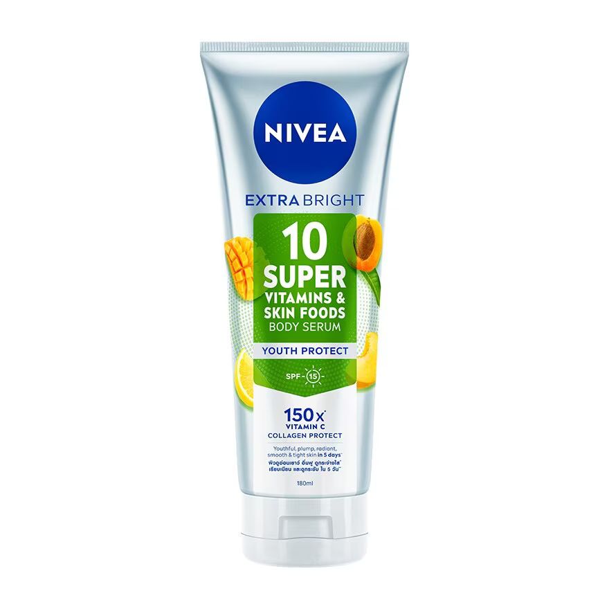 

Nivea NIVEA Extra Bright 10 Super Vitamins Skin Foods Сыворотка для тела «Защита молодости» 180 мл, White