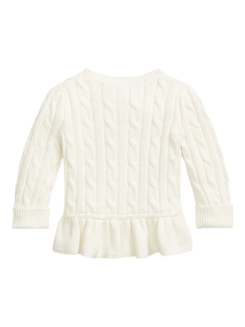 Кардиган фактурной вязки с баской POLO RALPH LAUREN KIDS, белый — фото 2