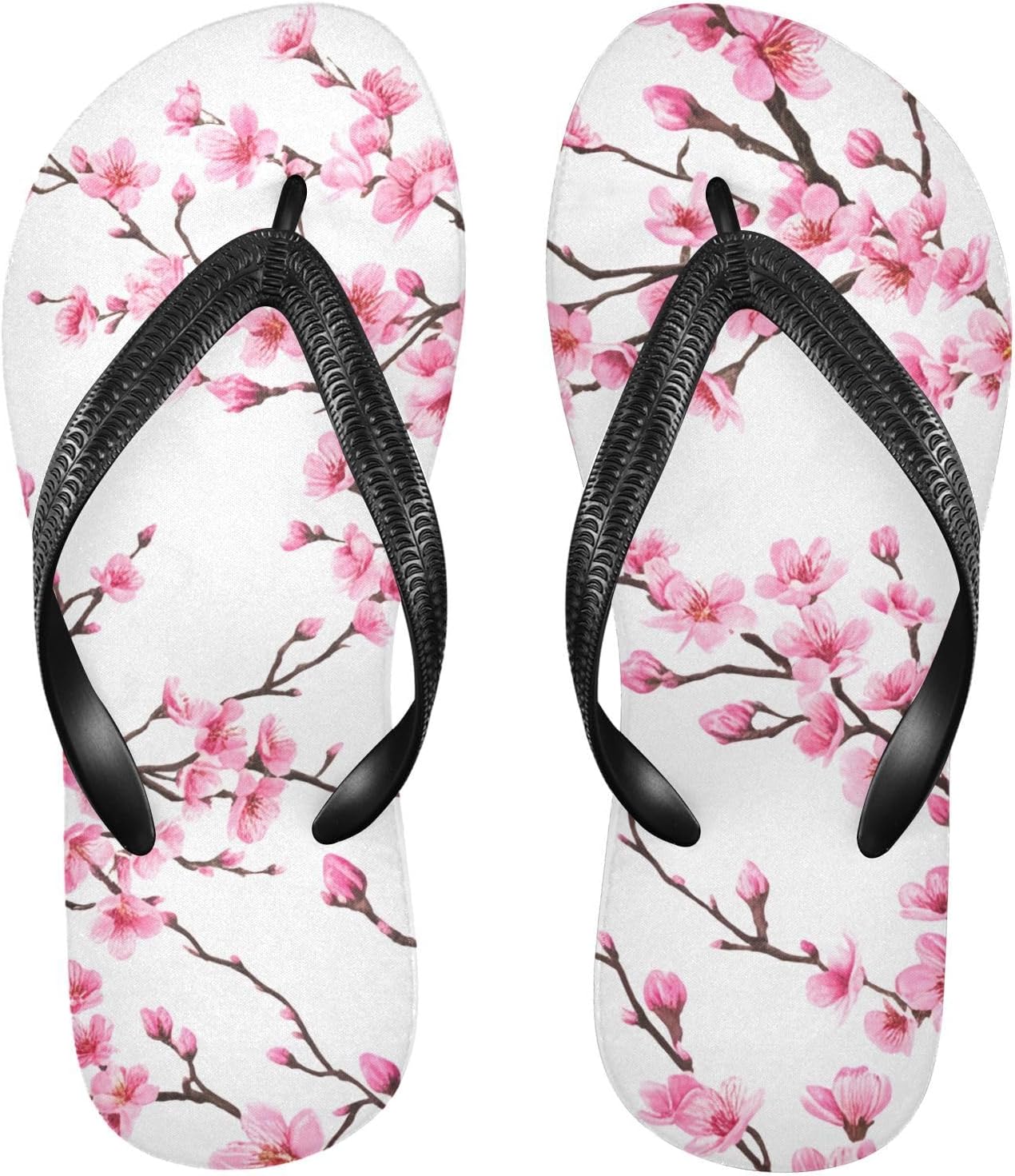 

Вьетнамки с белой веткой сакуры, пляжные шлепанцы, резиновые нескользящие летние тапочки для женщин и мужчин Sinestour