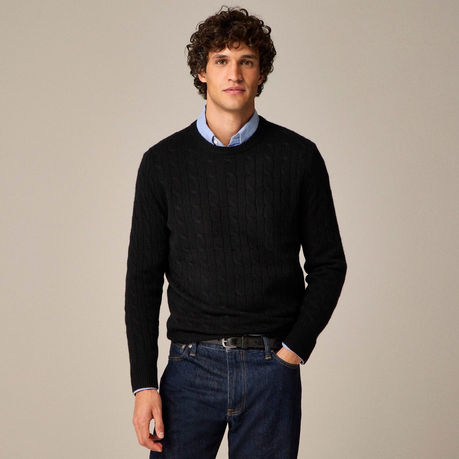 

Кашемировый свитер с косами J.Crew, черный