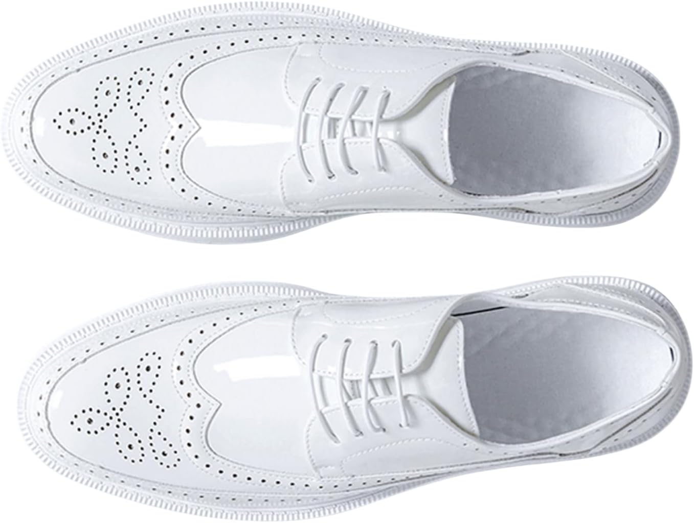 

Мужские кожаные оксфорды с перфорацией Wingtip, дышащие, на шнуровке, с противоскользящей резиновой подошвой, ортопедическим комфортом для деловой одежды Jhfdioy, белый