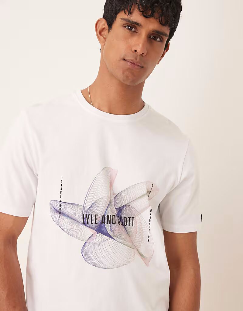 

Футболка Lyle & Scott с 3D-графикой в бело-синем цвете