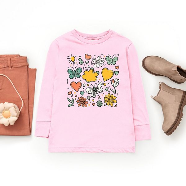 Футболка с длинным рукавом Flowers and butterflies The Juniper Shop, Seafoam — фото 3