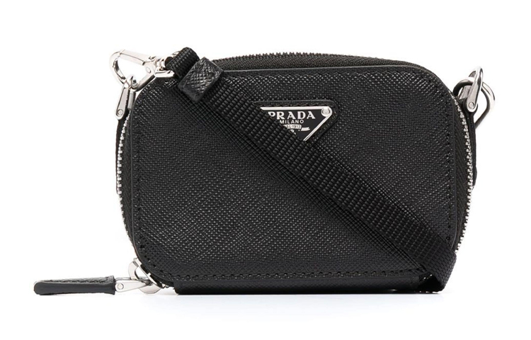 

PRADA Сумка через плечо из сафьяновой кожи, мини-сумка унисекс, черная