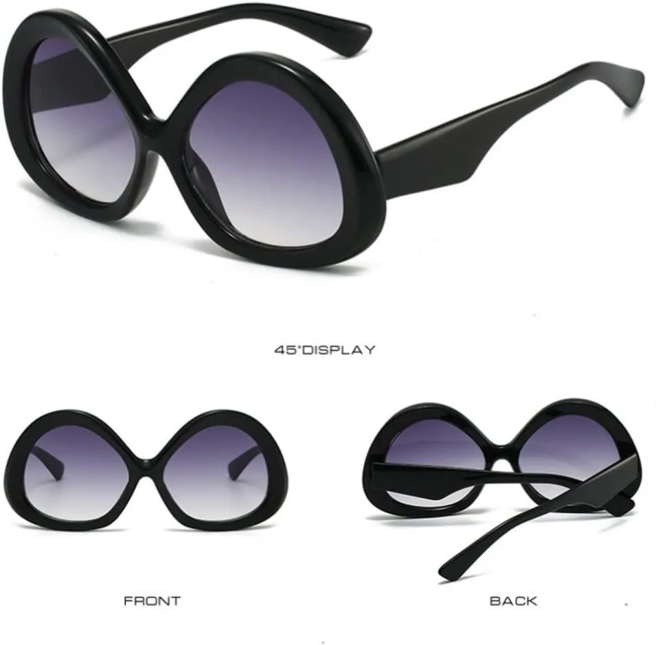 

Модные треугольные овальные солнцезащитные очки для женщин, винтажный узор, панк-стиль, градиентные очки, защита от ультрафиолета UV400 SKFGNX, Black Gray Gradient