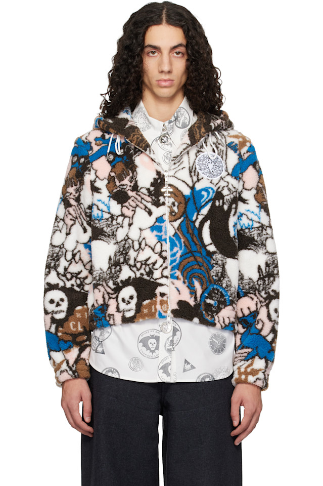 

Chopova Lowena Белая облегающая флисовая куртка с капюшоном для вечеринки в стиле "Парти"