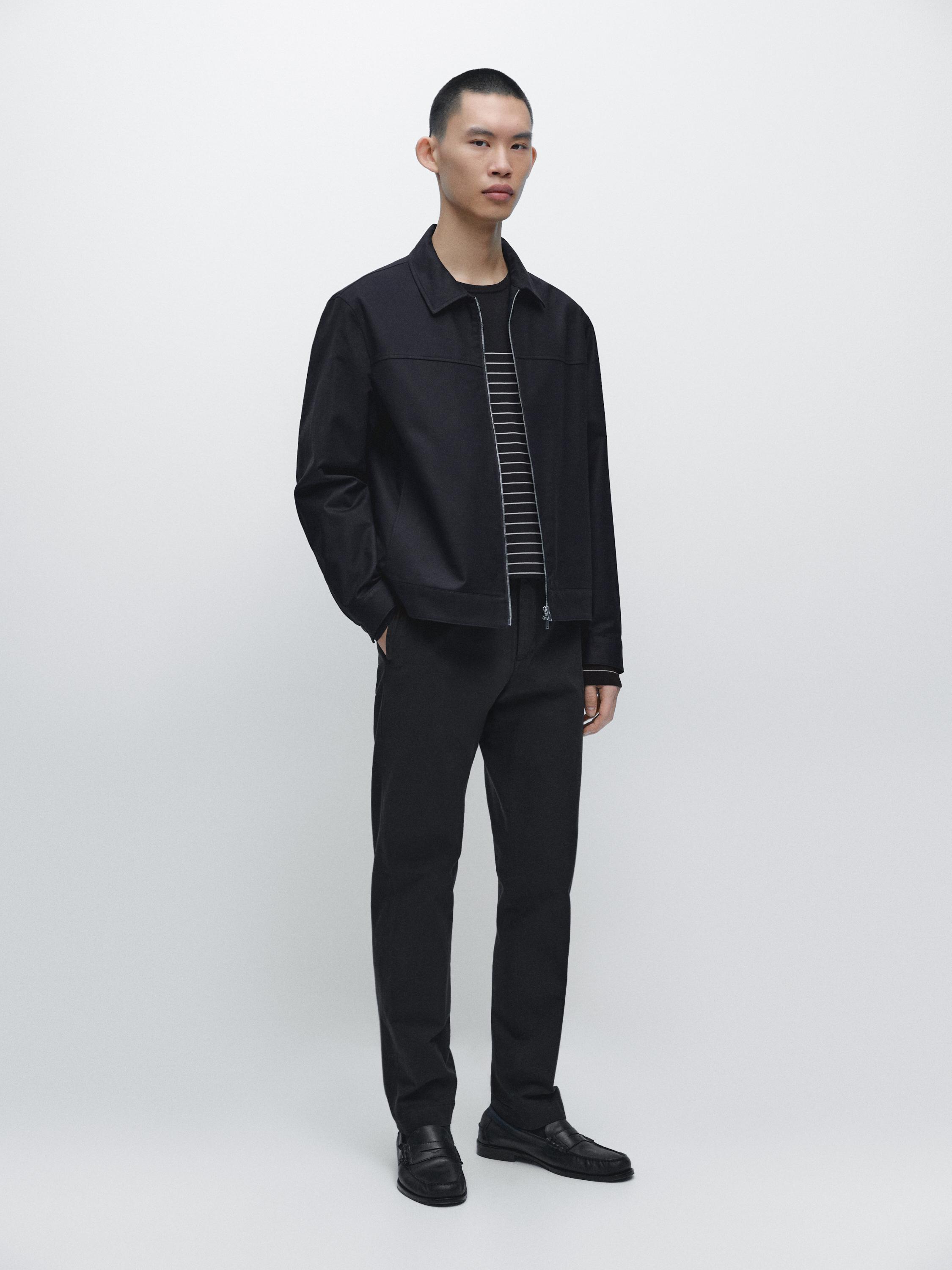 

Брюки зауженного кроя из хлопковой смеси Massimo Dutti, navy blue