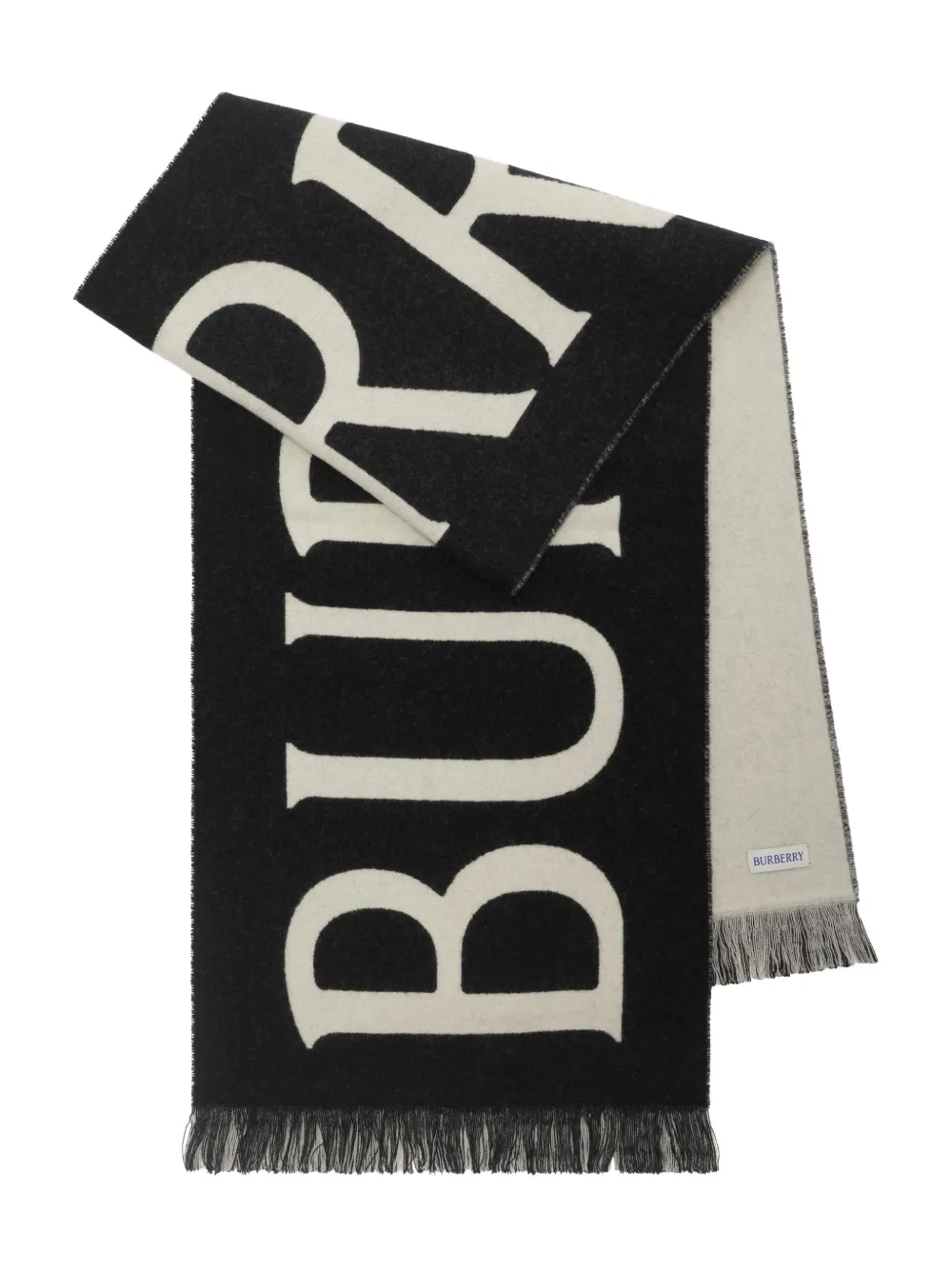 

Шерстяной шарф с жаккардовым логотипом BURBERRY, черный
