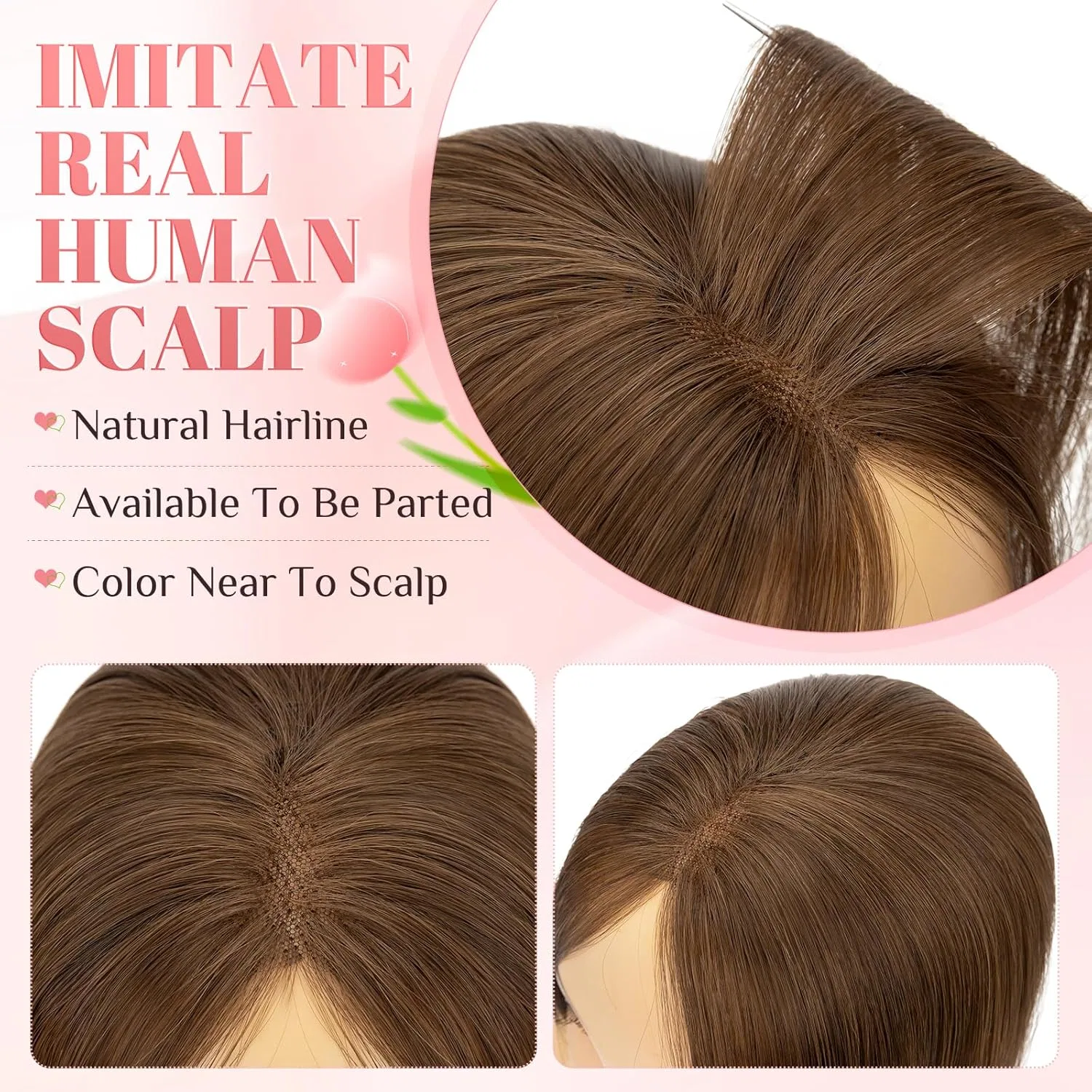 Накладка на макушку из натуральных волос Elailite Hair Topper Elailite, (Side Fringe) #4 Medium Brown — фото 3