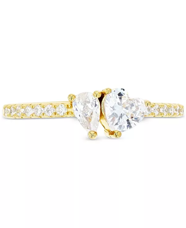 

Кольцо с двумя камнями в форме сердца и груши из кубического циркония Macy'S, gold