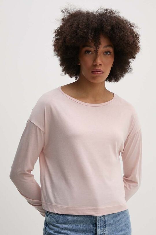 

Хлопковая рубашка с длинным рукавом United Colors of Benetton, розовый