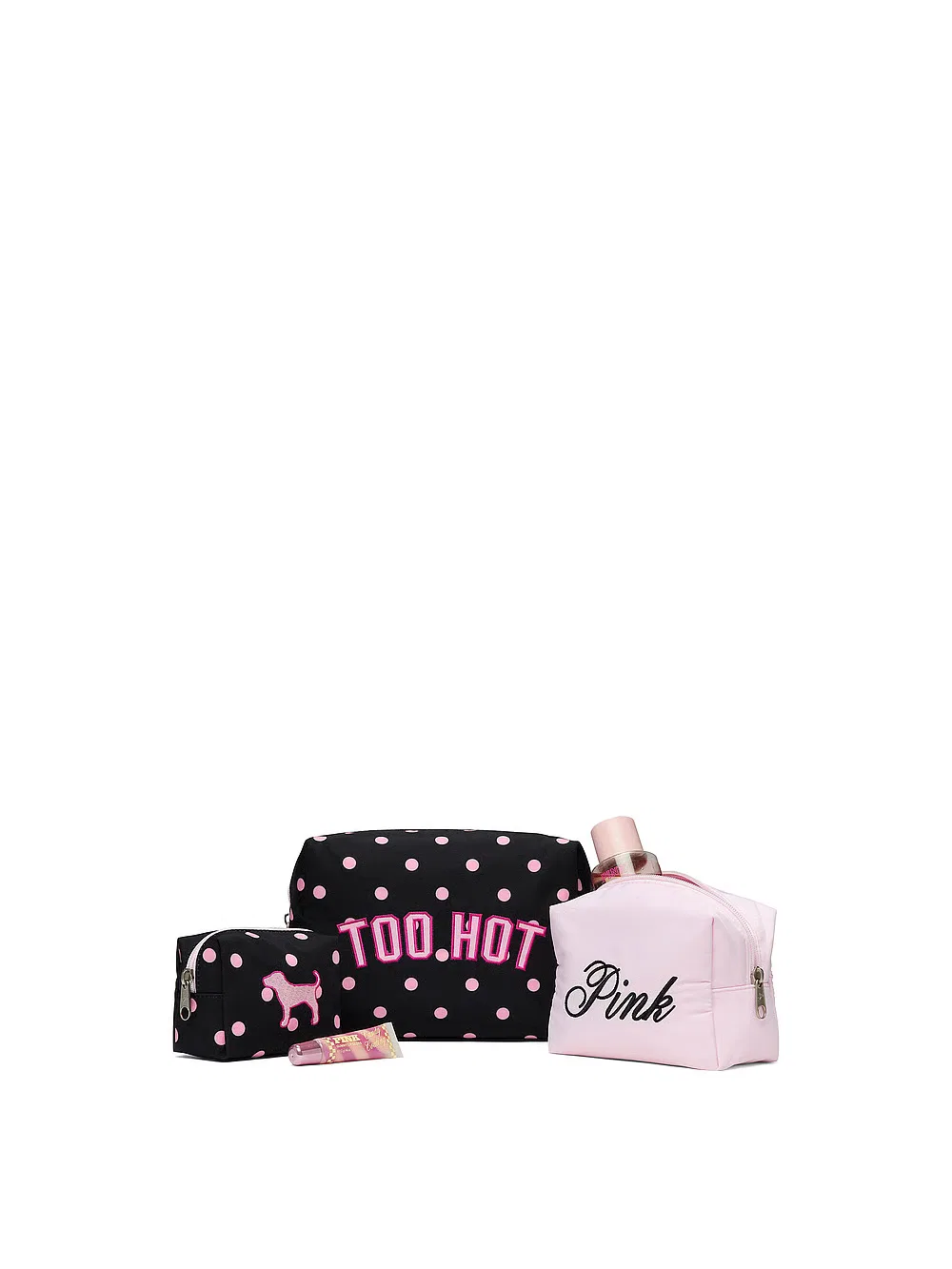 Женский набор косметичек PINK, Black Dot