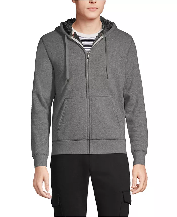 

Мужская утепленная толстовка Serious Sweats с капюшоном на молнии Lands' End, серый