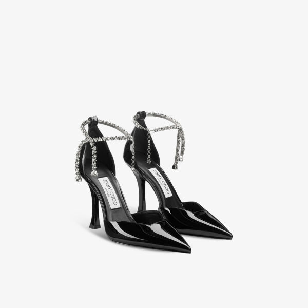 Туфли-Лодочки Stevie 100 из лакированной кожи на каблуке, украшенные кристаллами Jimmy Choo, черный — фото 3