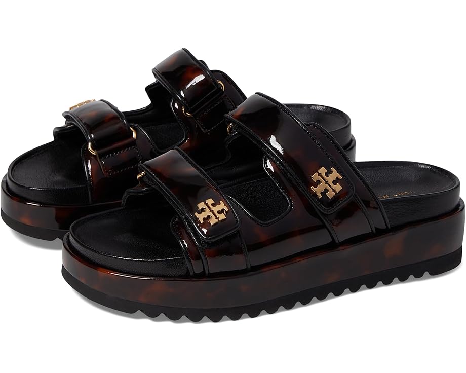 

Сандалии Tory Burch Kira Sport Slide, цвет Tortoise Patent/Gold