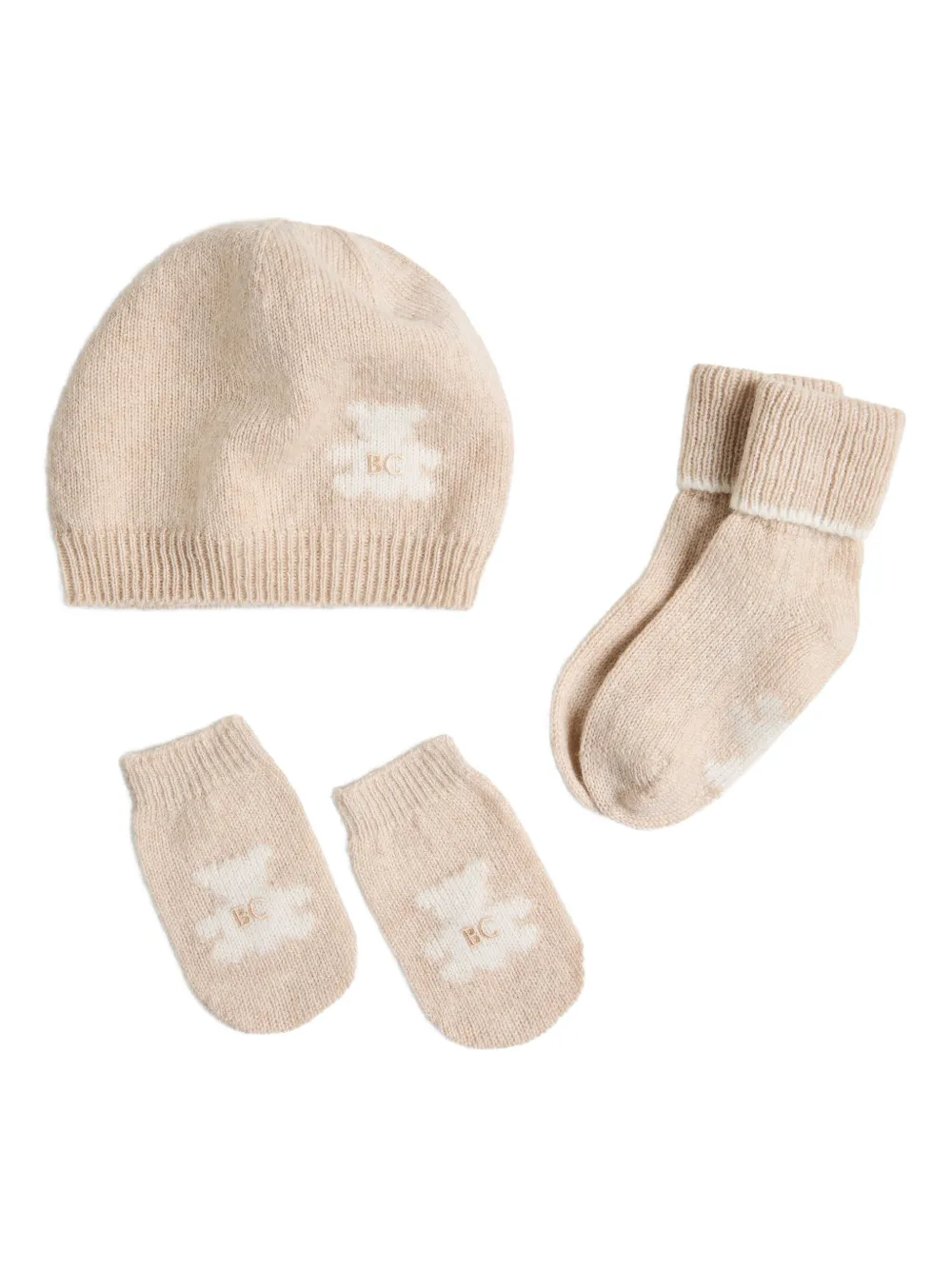 

Кашемировый комплект из шапки бини и носков Brunello Cucinelli Kids, нейтральный