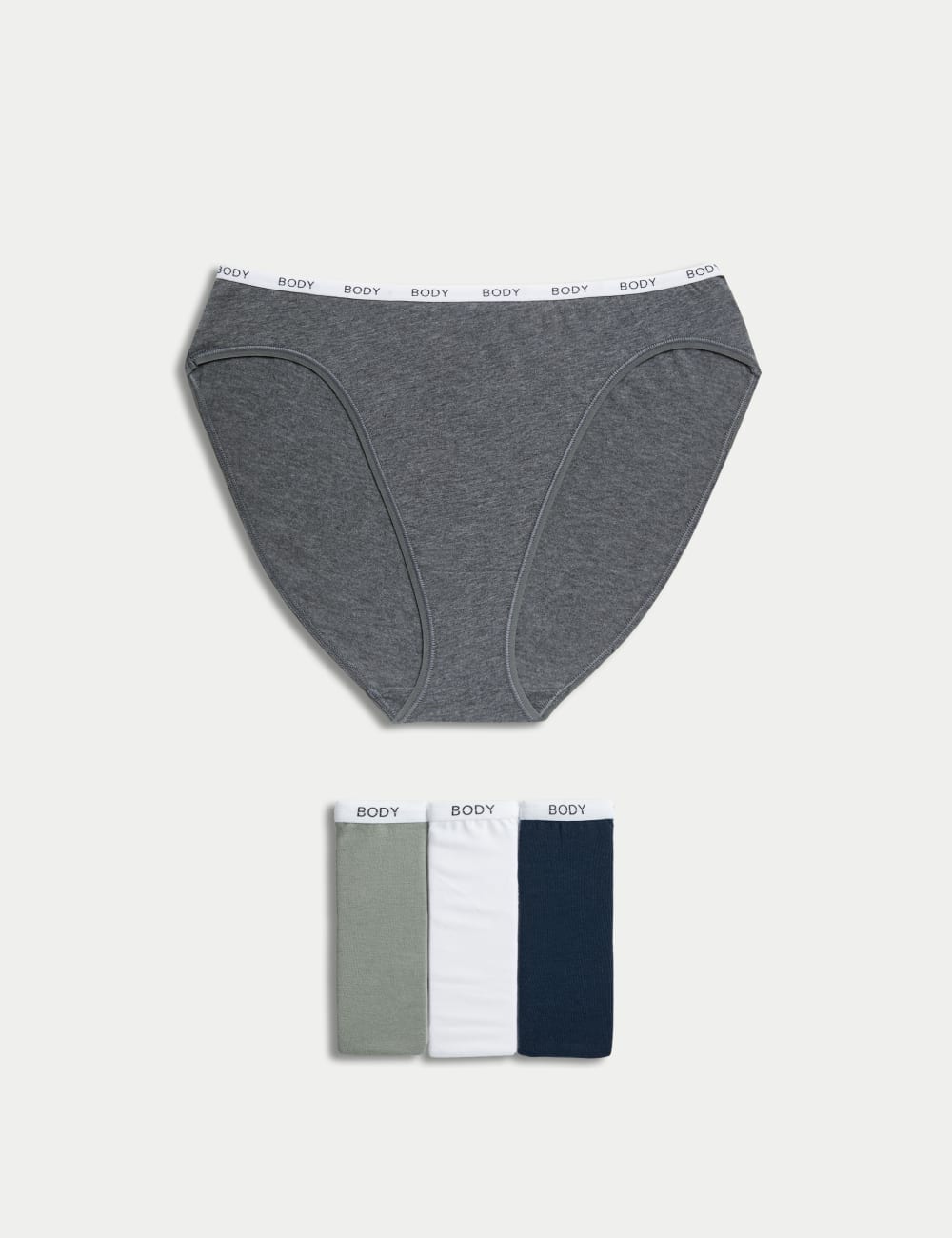 

4 пары хлопковых трусиков с высоким вырезом Body by Marks & Spencer, серый