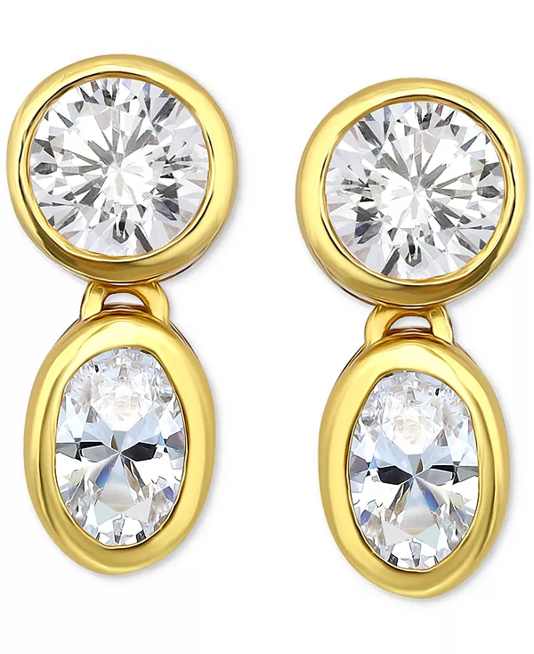 

Серьги-Подвески с кубическим цирконием в форме восьмиугольника и квадрата из стерлингового серебра с позолотой 18 карат, созданные для Macy's Giani Bernini, gold