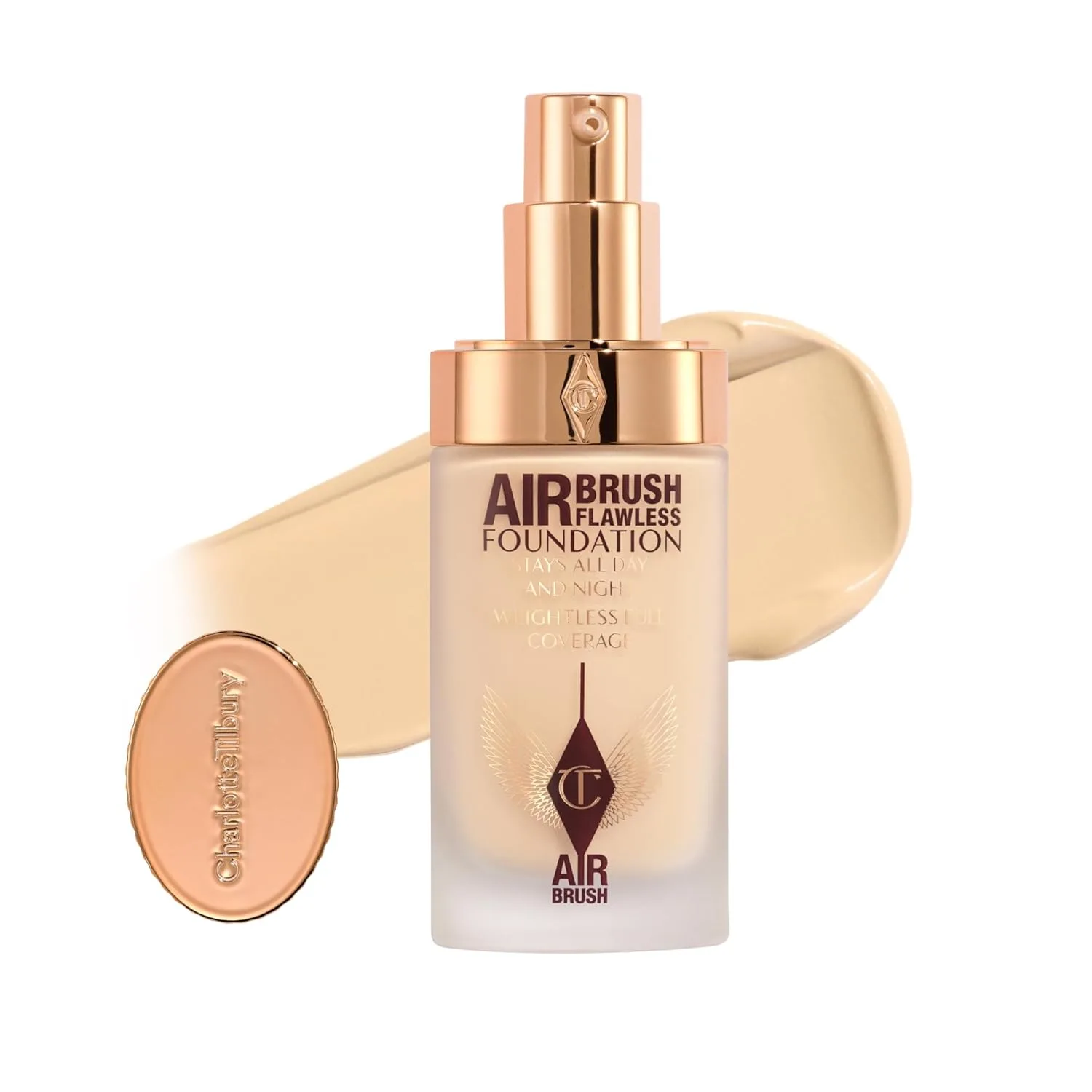 Charlotte Tilbury Airbrush Flawless Matte Foundation - тональная основа с полным покрытием и натуральным матовым финишем, выравнивает и маскирует поры, водостойкая и устойчивая к переносу, 03 Warm - Fair with warm undertones