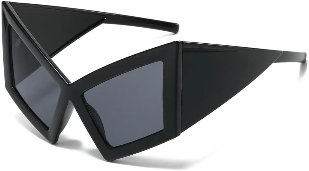 

Ретро большие солнцезащитные очки «кошачий глаз» для женщин, модные, для отдыха на природе, пляжа, вечеринок, с защитой от УФ-излучения UV400, для мужчин, в стиле панк, с крупной оправой, роскошные TVTBBVV, Black-black