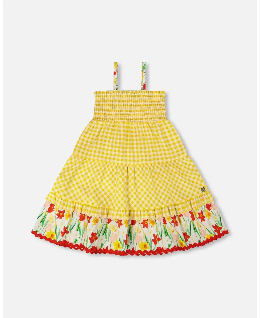 Сарафан для девочек в клетку Deux par Deux, желтый gingham