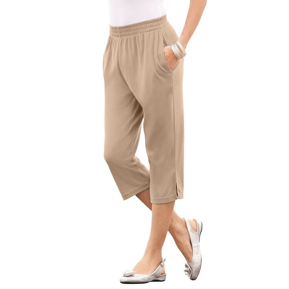 

Женские капри из мягкой вязки Roaman's больших размеров, цвет New Khaki