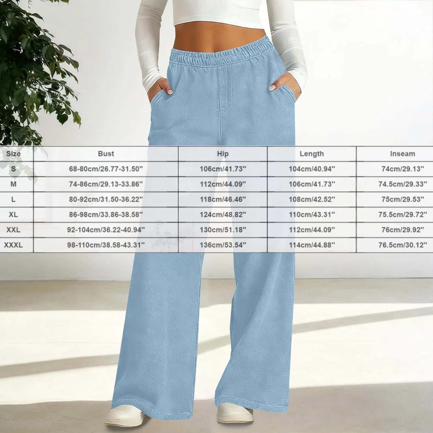 Джинсы широкие Casual, Light Blue — фото 4