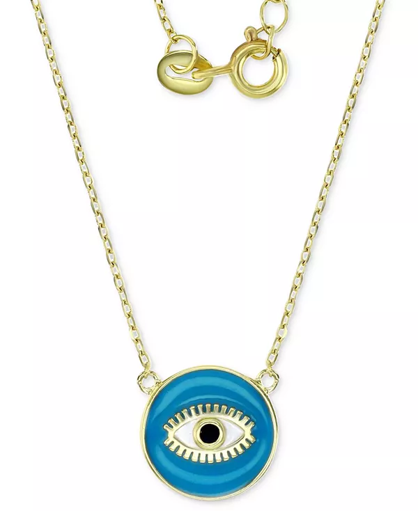

Ожерелье с подвеской от сглаза из кубического циркония и эмали, позолоченное серебро 14 карат, длина 16 дюймов + удлинитель 2 дюйма Macy'S, teal