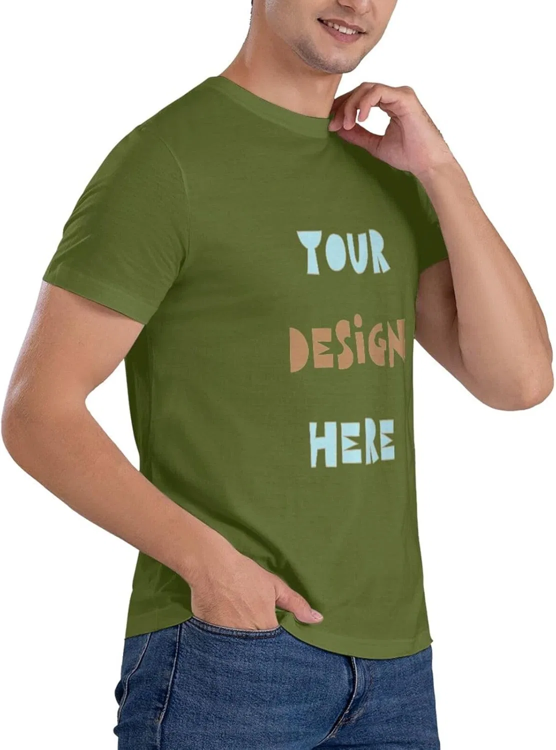 Футболка с принтом Custom, хлопок, Moss Green — фото 3