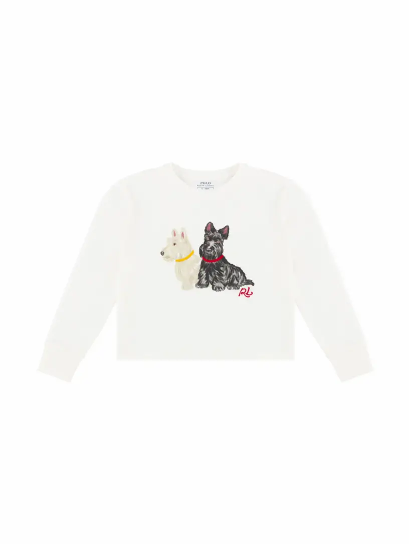 

Хлопковый лонгслив с принтом Ralph Lauren, белый