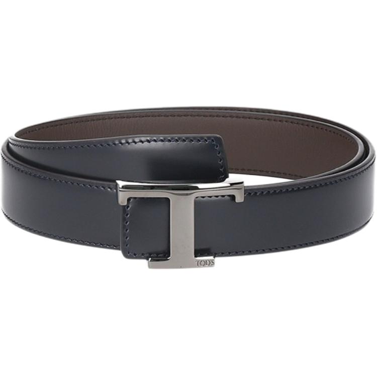 

TOD'S Кожаный ремень с Т-образной пряжкой, Dark Blue/Brown