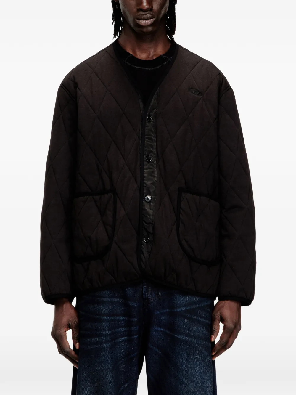 Стеганая куртка с V-образным вырезом S-Boys Diesel, черный — фото 3