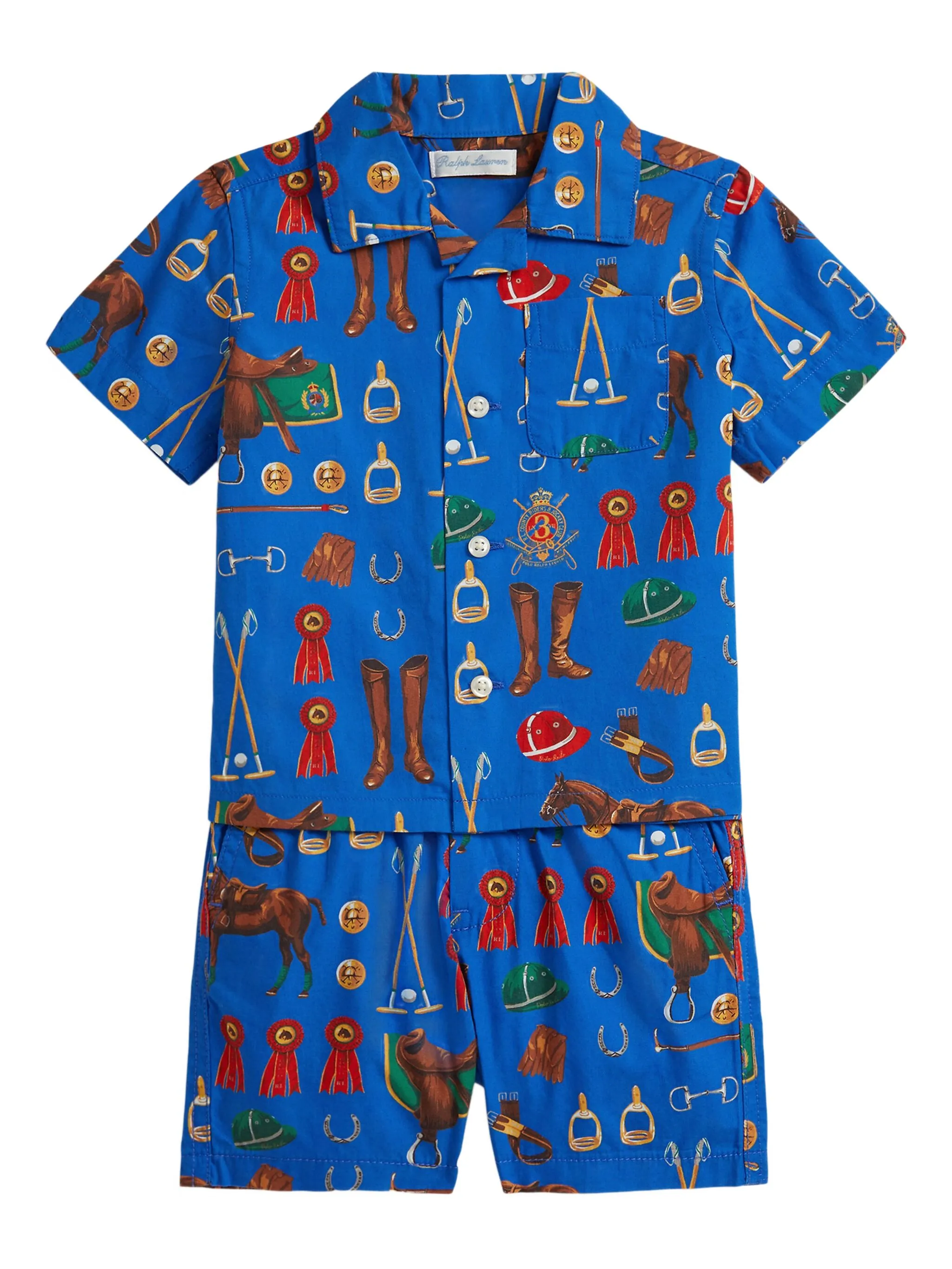 

Комплект из топа и шортов с принтом Polo Ralph Lauren Kids, синий