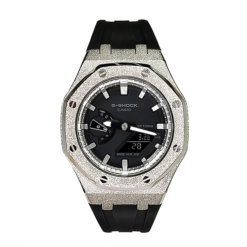

CASIO Часы Men Liquid Crystal/Analog Dual Display Series 44mm Black Watch, Frost Silver Black Sword Silver